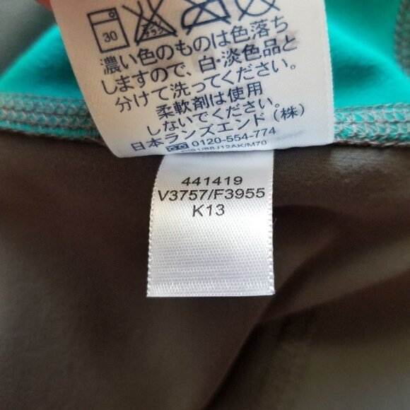 Lands' End Small 6-8 Full-zip Hooded Jacket‎ Gray Turquoise Color Block Zippered - Picture 6 of 9